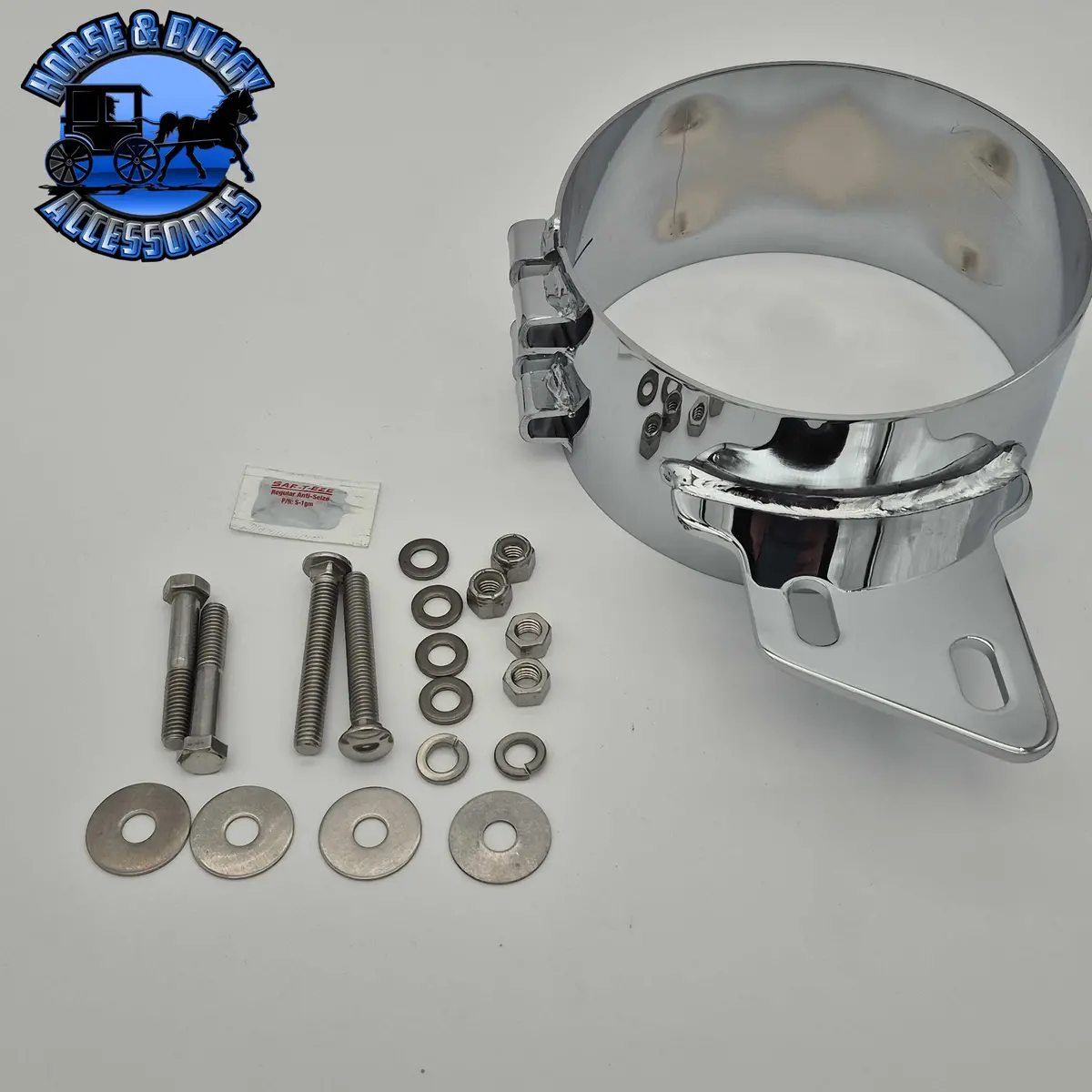 Dp-50Bj-Apb600scp 6'' Pete Butt Joint Exhaust Clamp W/Angled Bracket 1
