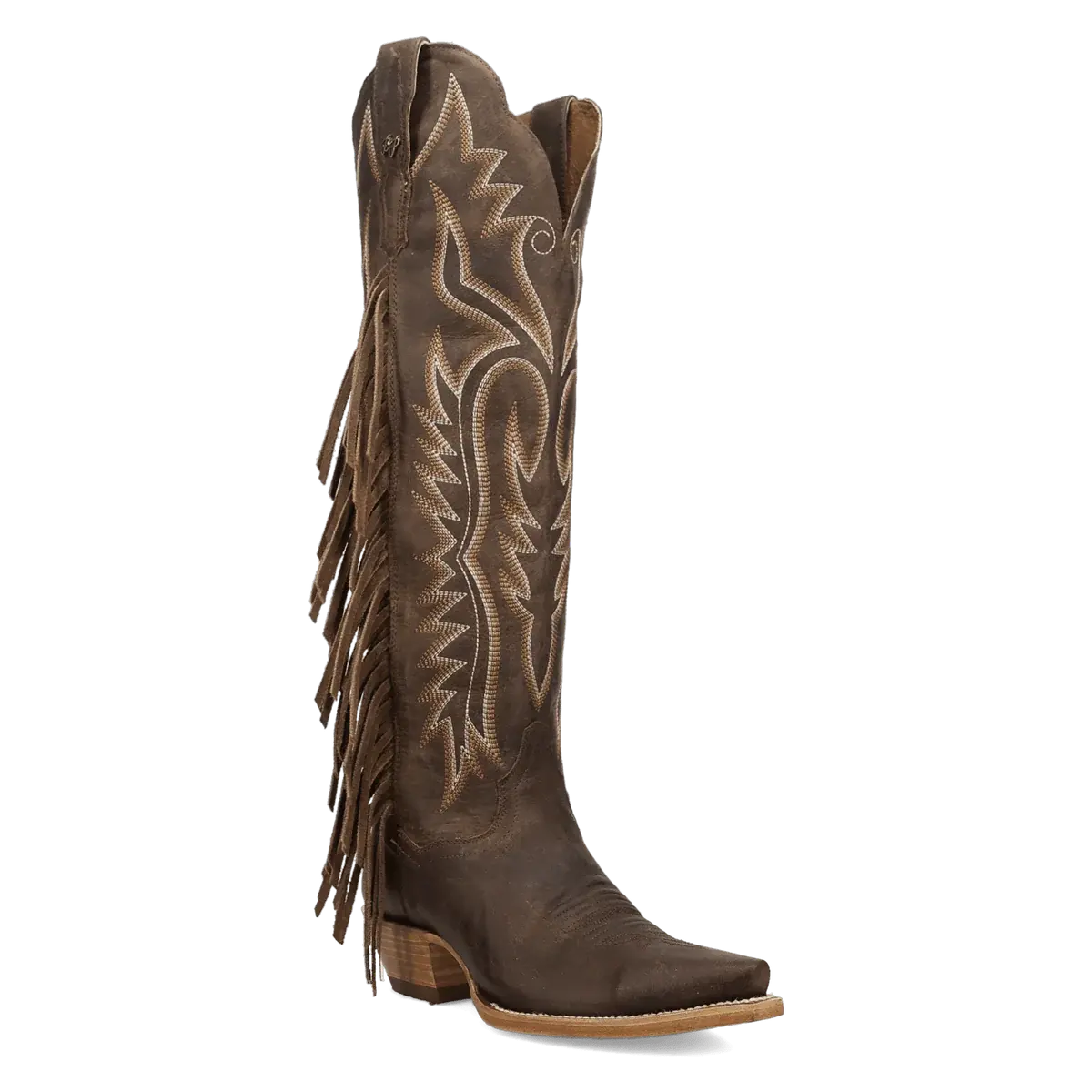 Prairie Dancer Brown Leather Fringe Women's Cowboy Boot By Dan Post 1
