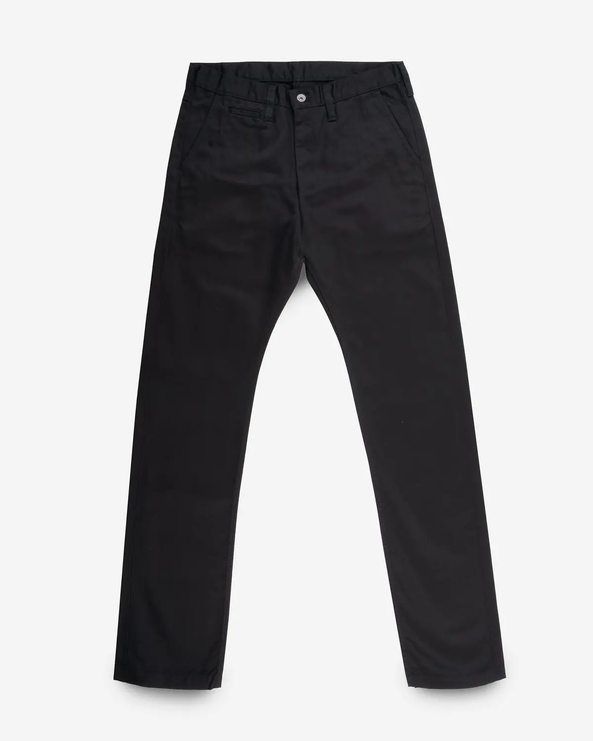 9Oz Mercerised Selvedge Cotton Relaxed Tapered Cut Chinos - Black 1