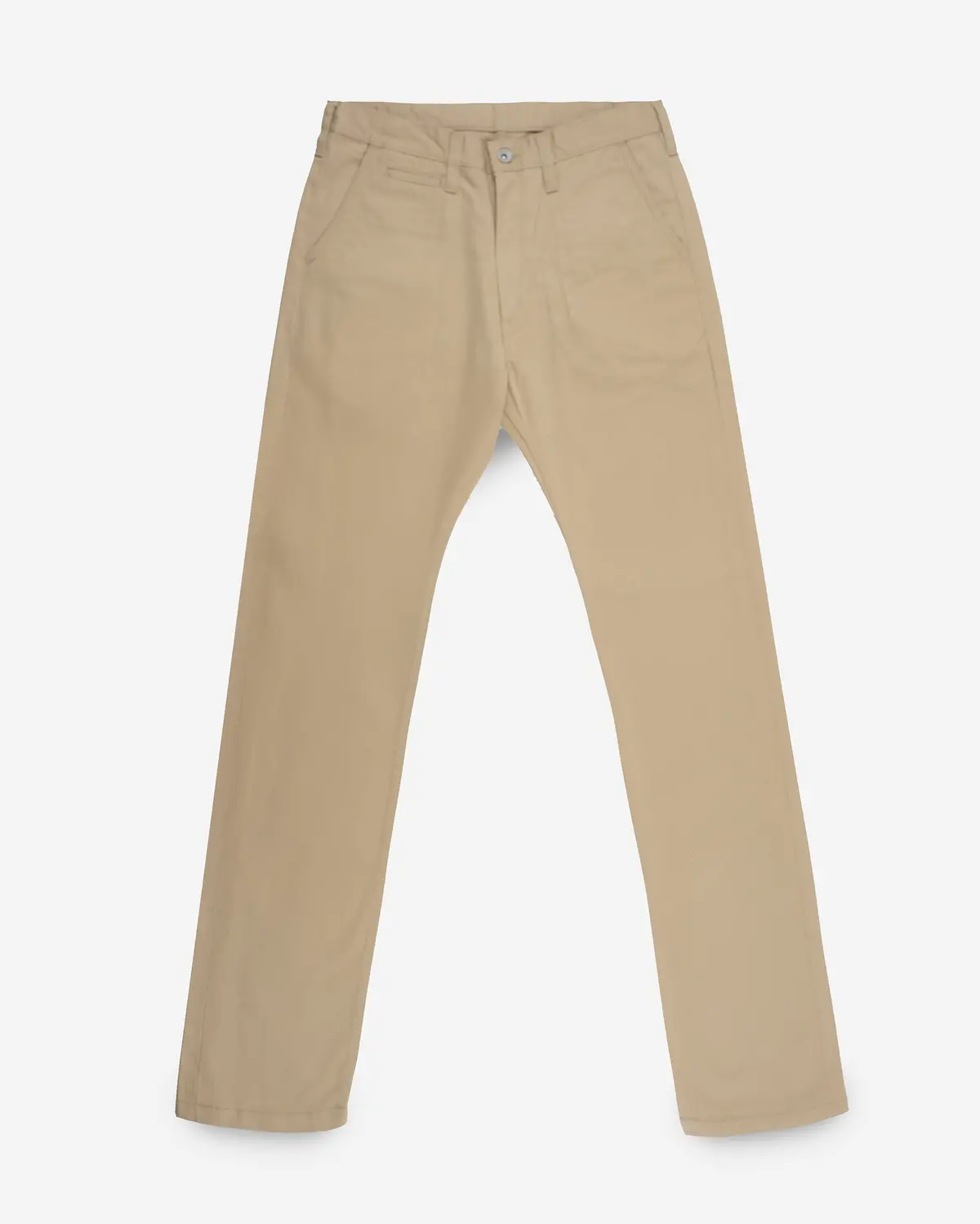 9Oz Mercerised Selvedge Cotton Relaxed Tapered Cut Chinos - Khaki 1