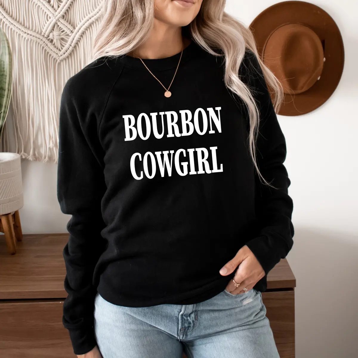 Bourbon Cowgirl Branded Raglan Crew Sweatshirt 1