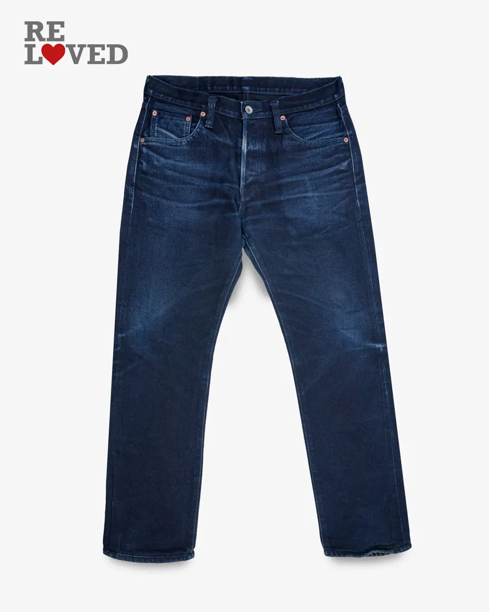 14Oz Selvedge Denim Slim Tapered Cut Jeans - Indigo/Black (Ih-777S-142Ib) Tag 34, Hemmed To 29.5" 1