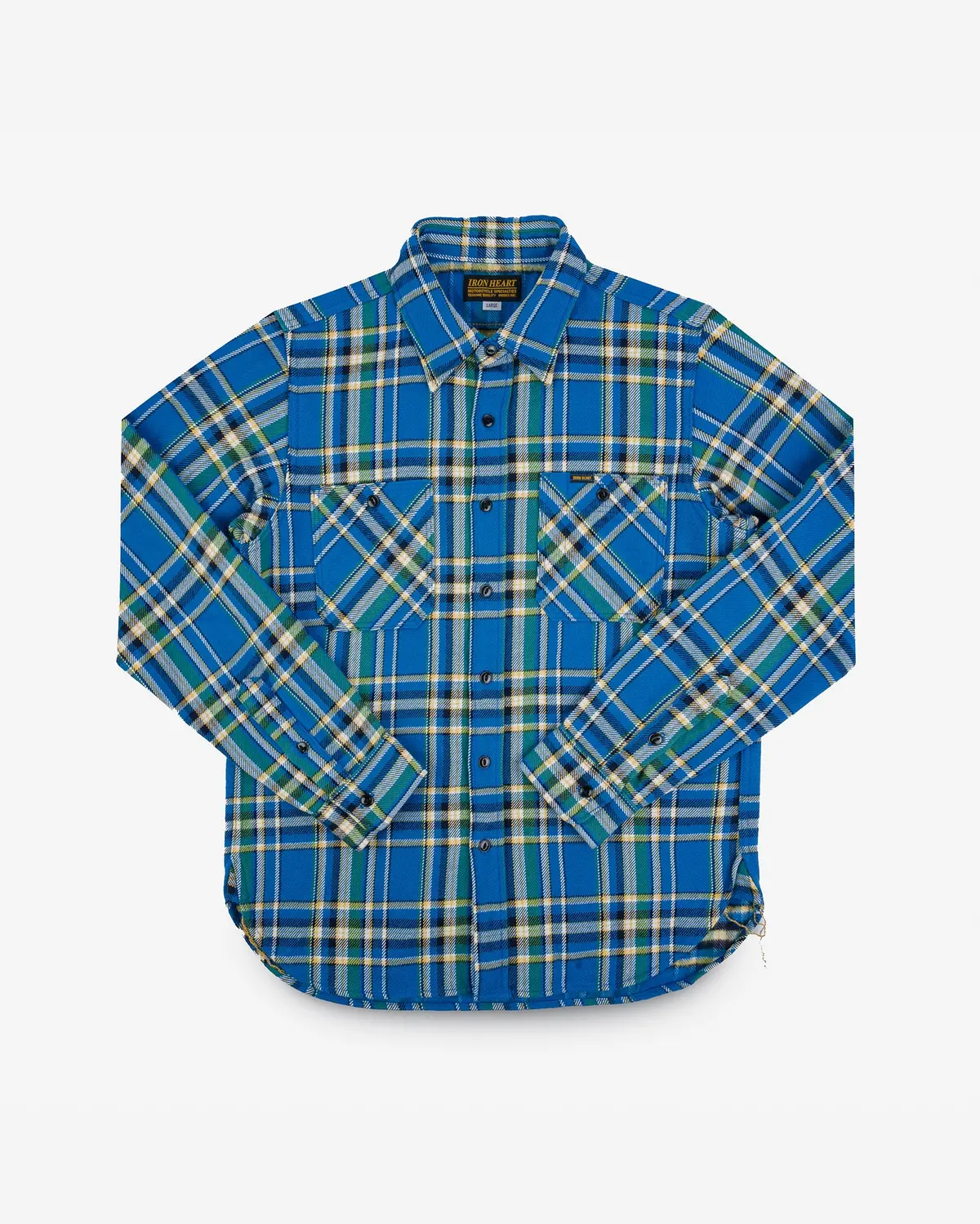 Ultra Heavy Flannel Tartan Check Work Shirt - Blue 1