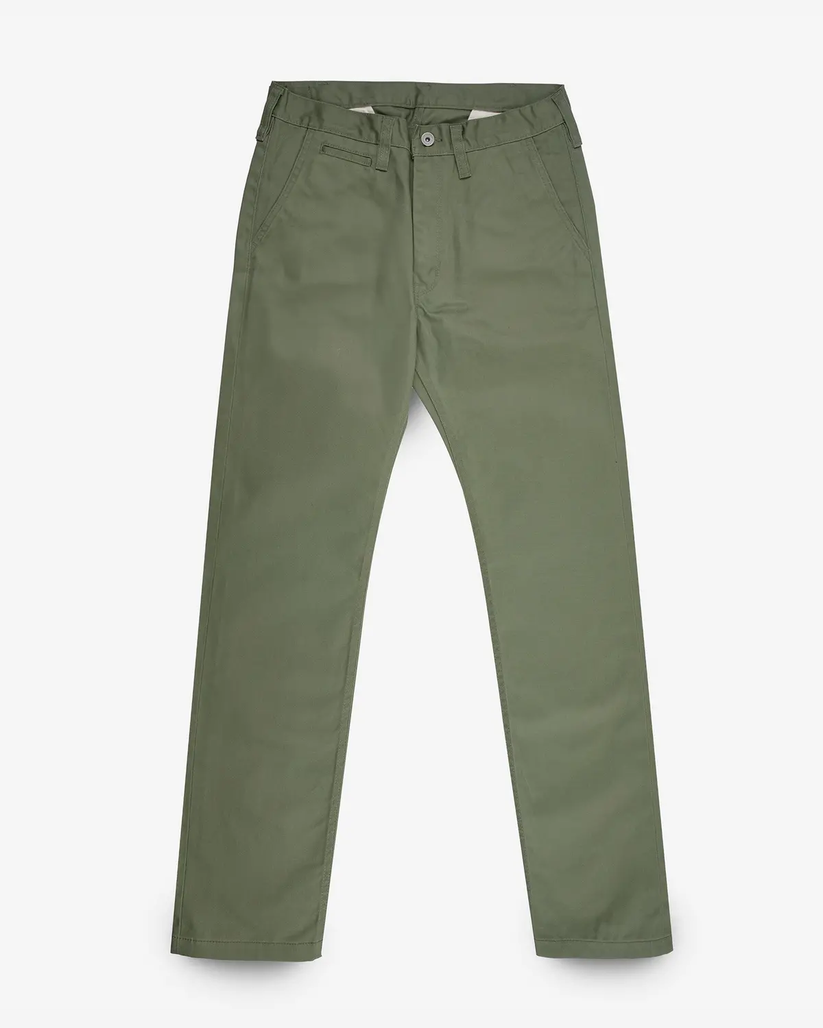 9Oz Mercerised Selvedge Cotton Slim Tapered Chinos - Olive 1