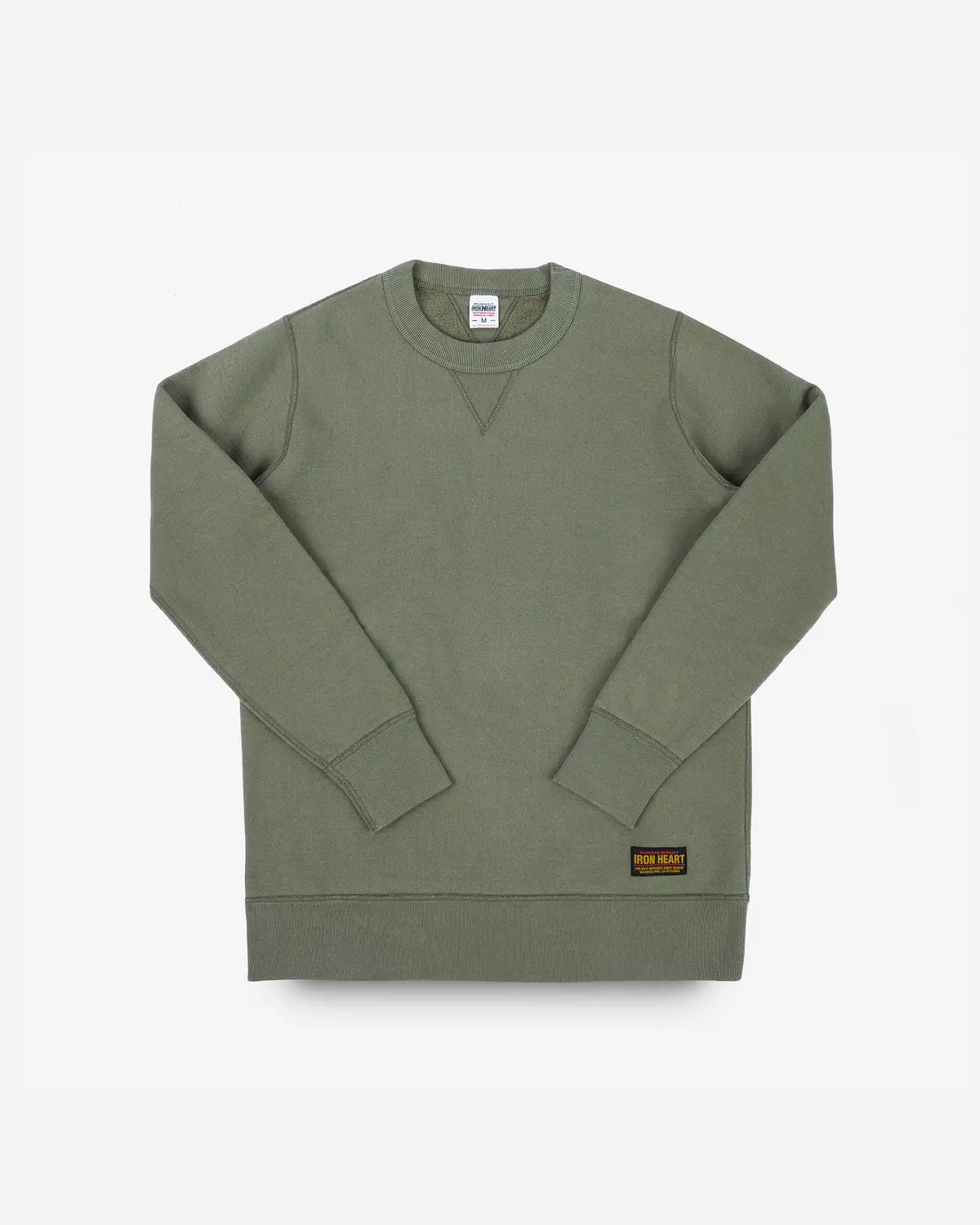 14Oz Ultra Heavyweight Loopwheel Cotton Crew Neck Sweat - Olive 1