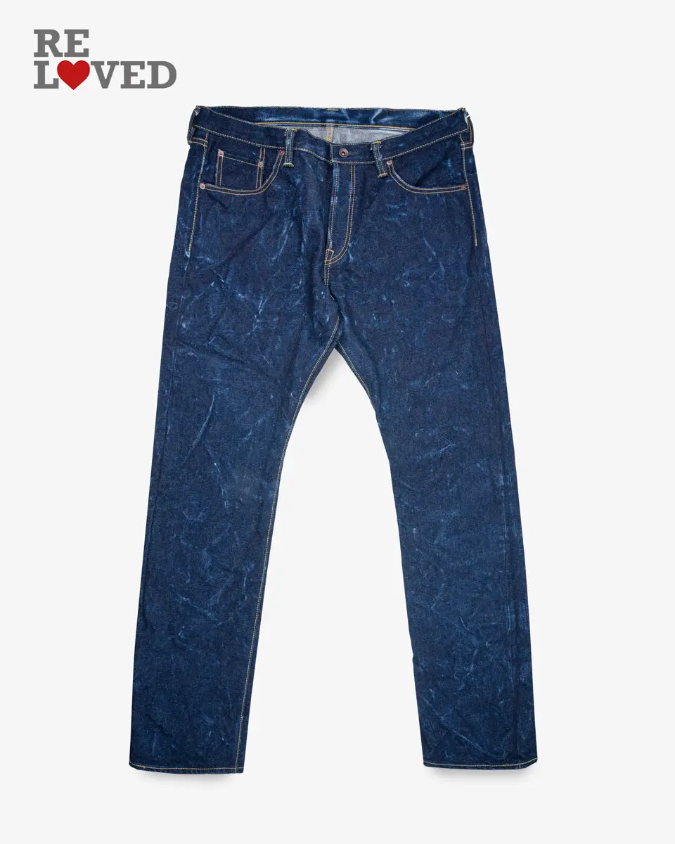 21/23Oz Ultra Heavy Raw Selvedge Denim Slim Cut Jeans - Indigo (Ih-555S-Uhr) Tag 40, Hemmed To 35.5" 1