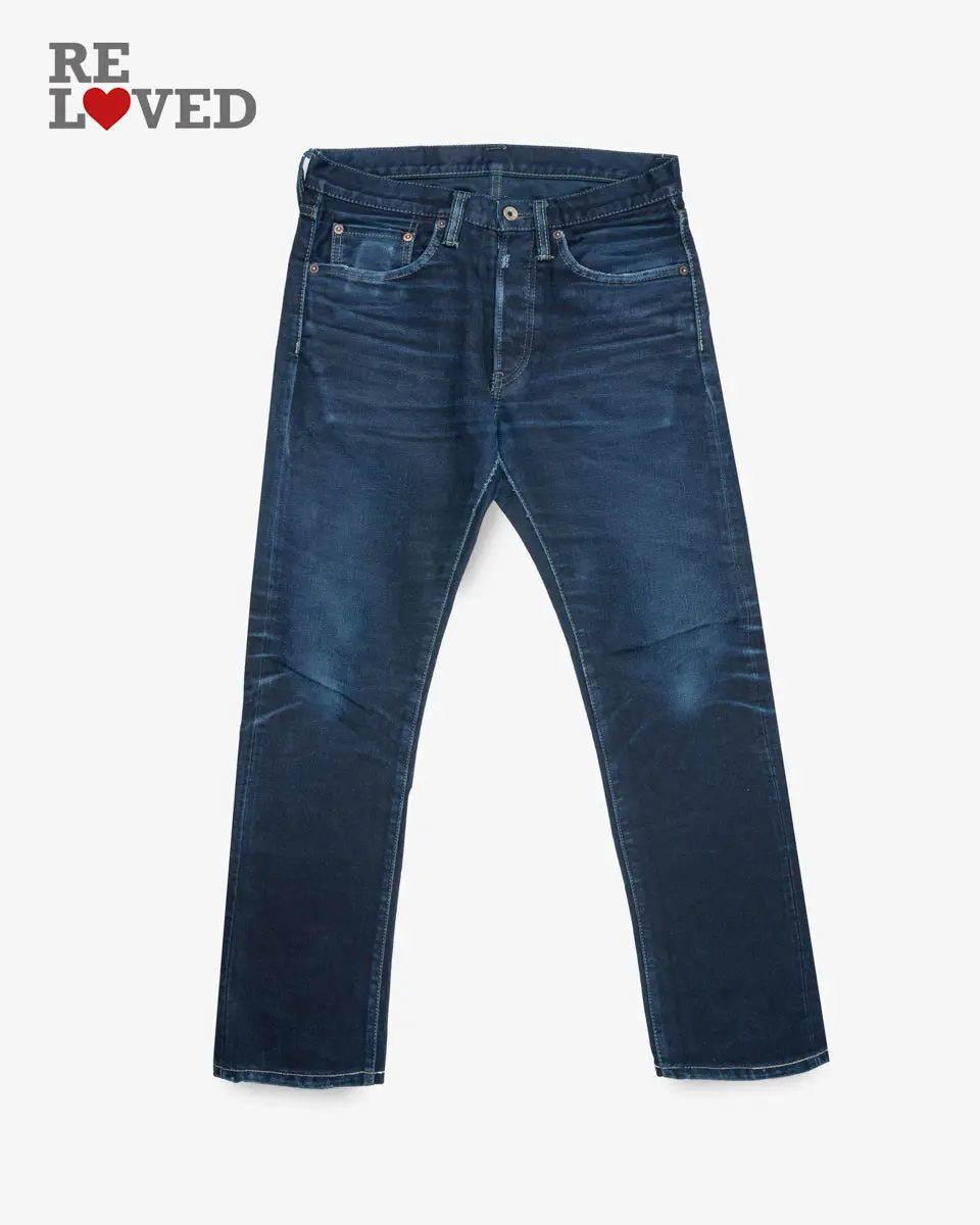 14Oz Selvedge Denim Super Slim Cut Jeans - Indigo Overdyed Black (Ih-555S-142Od) Tag 30, Hemmed To 29.0" 1