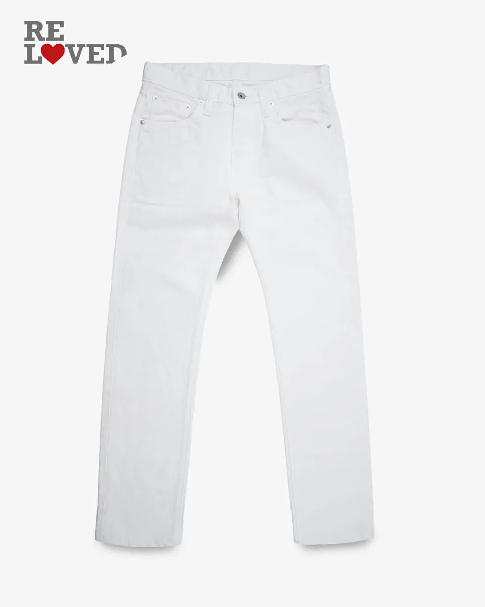 13.5Oz Denim Slim Tapered Cut Jeans - White (Ih-777-Wt) Tag 30, Hemmed To 30.5" 1