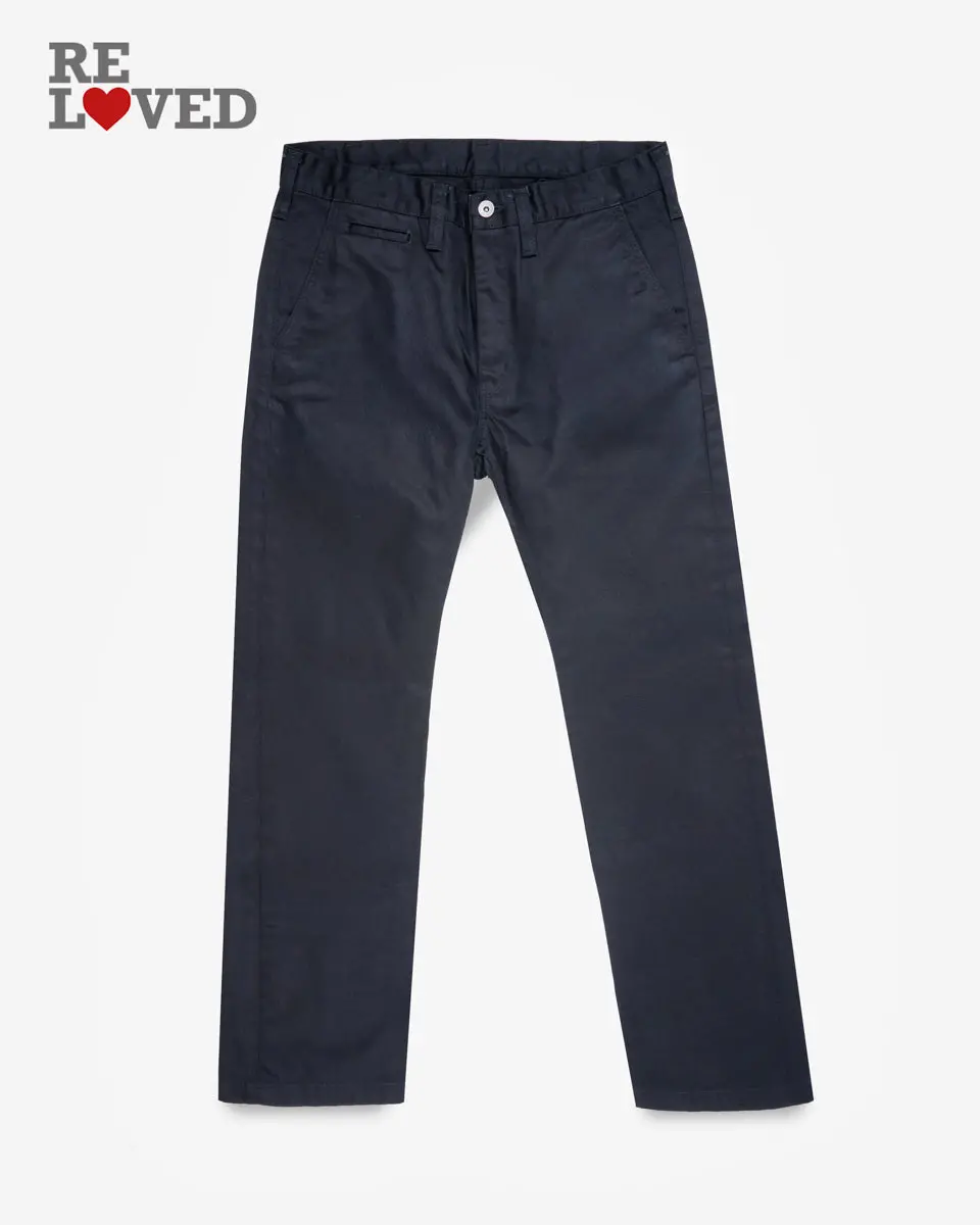 9Oz Mercerised Selvedge Cotton Slim Tapered Chinos - Black (Ih-721-Blk) Tag 34, Hemmed To 29.0" 1