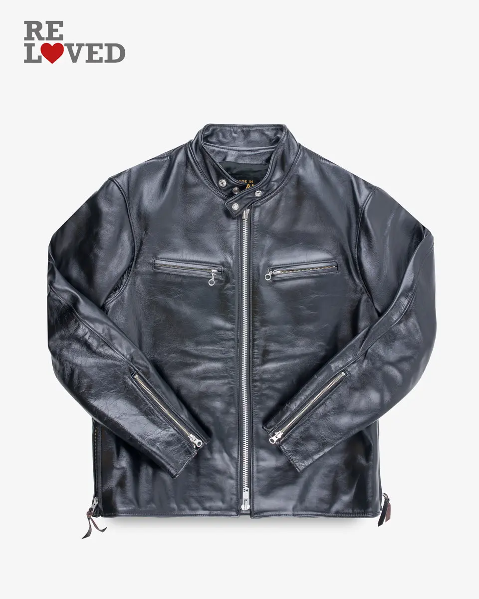 Japanese Horsehide Rider’S Jacket - Black (Tea-Core Dyed) (Ihj-35-Blk) Size Xxl 1