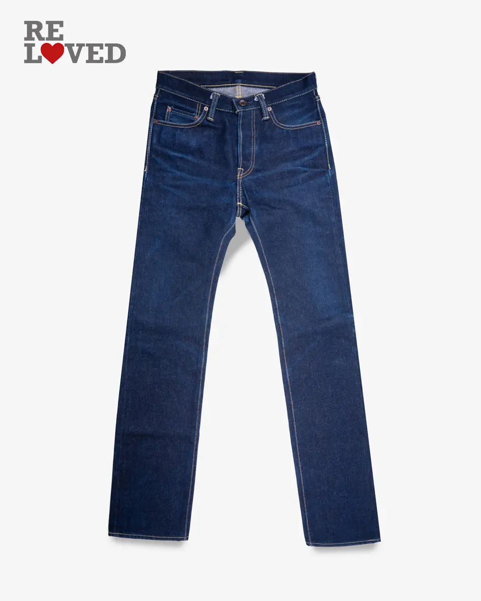 21/23Oz Ultra Heavy Raw Selvedge Denim Slim Straight Cut Jeans - Indigo (Ih-666S-Uhr) Tag 30, Hemmed To 35.6" 1