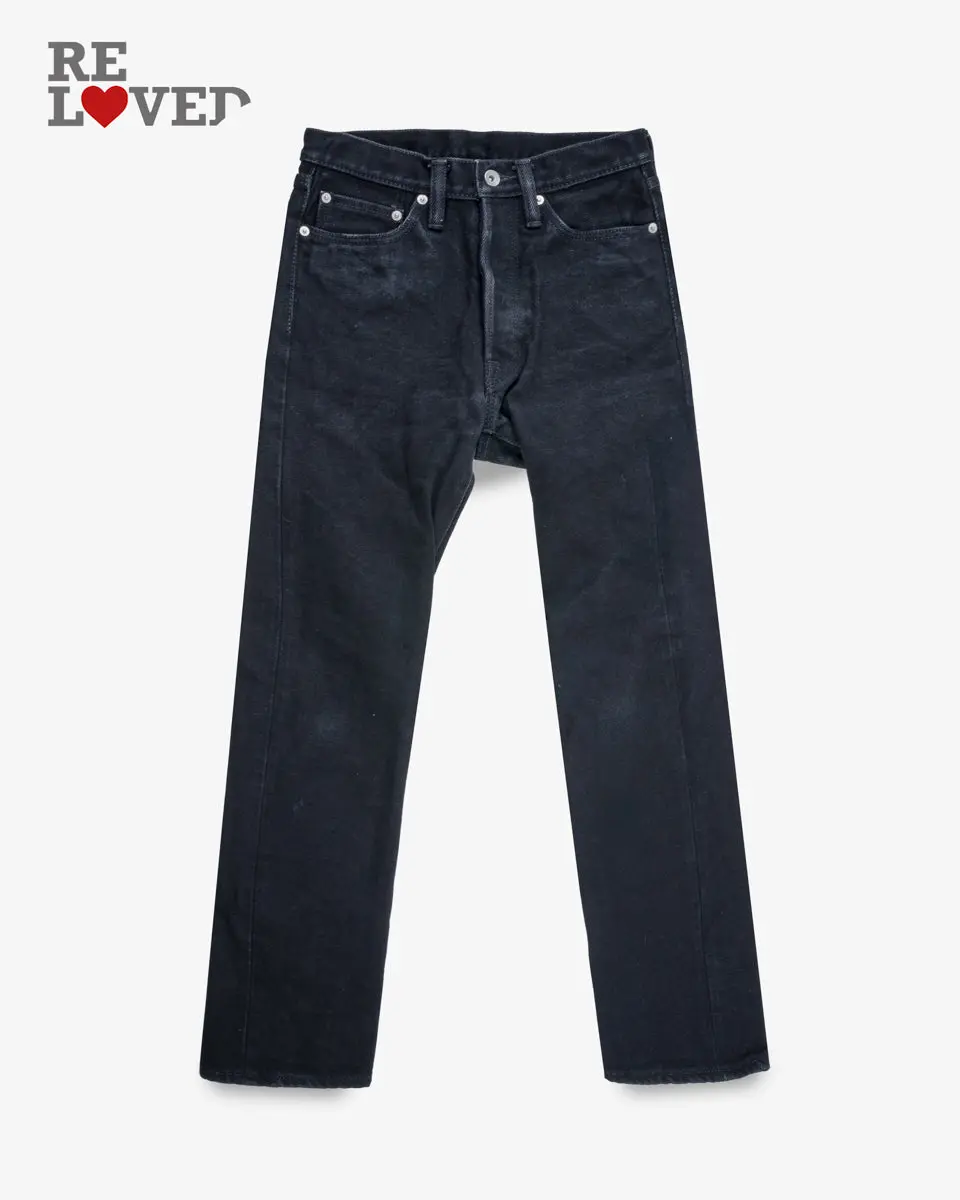 21Oz Selvedge Denim Medium/High Rise Tapered Cut Jeans -  Superblack (Fades To Grey) (Ih-888S-Sbg) Tag 29, Hemmed To 30.5" 1