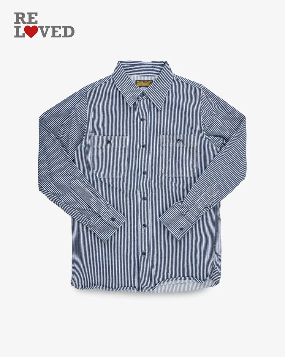 12Oz Hickory Stripe Work Shirt - Indigo (Ihsh-274-Ind) Size Medium 1