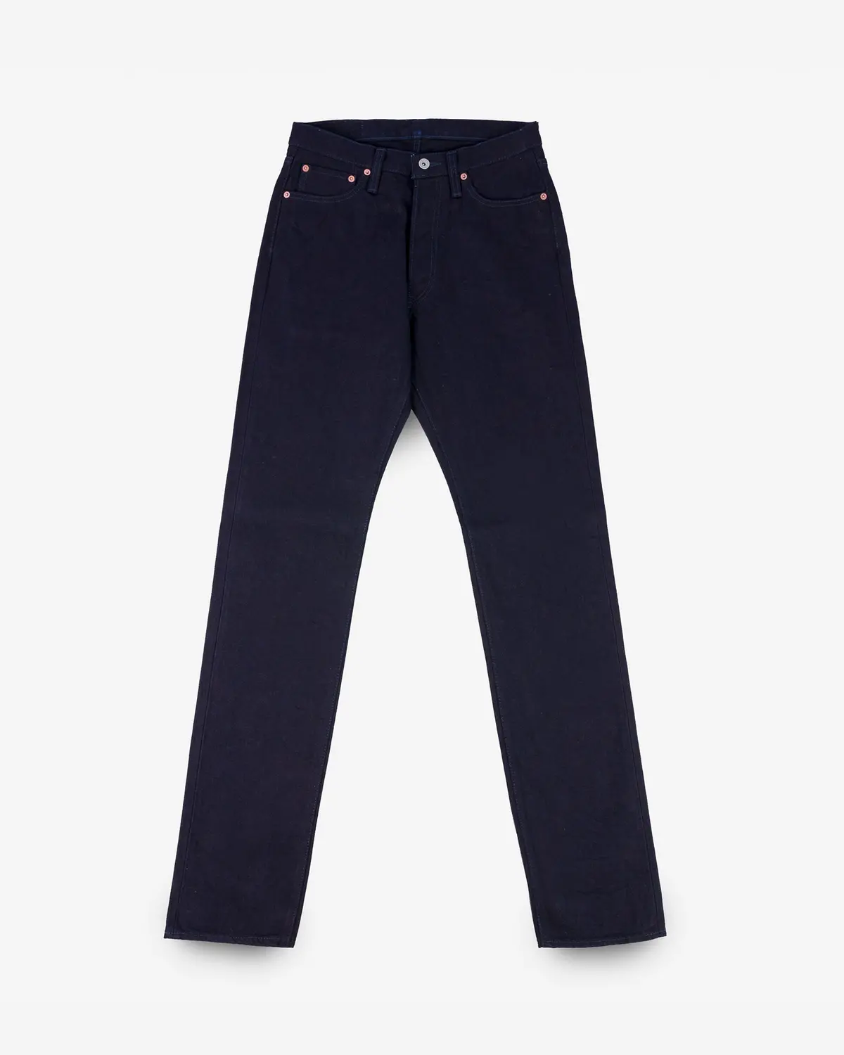 14Oz Selvedge Denim Mid/High Rise Tapered Cut Jeans - Indigo/Indigo 1