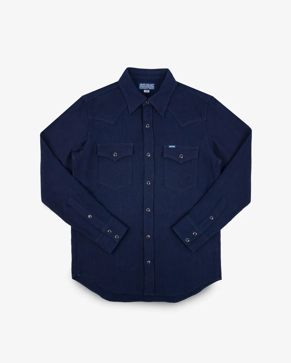 5Oz Selvedge Dobby Cloth Western Shirt - Indigo 1