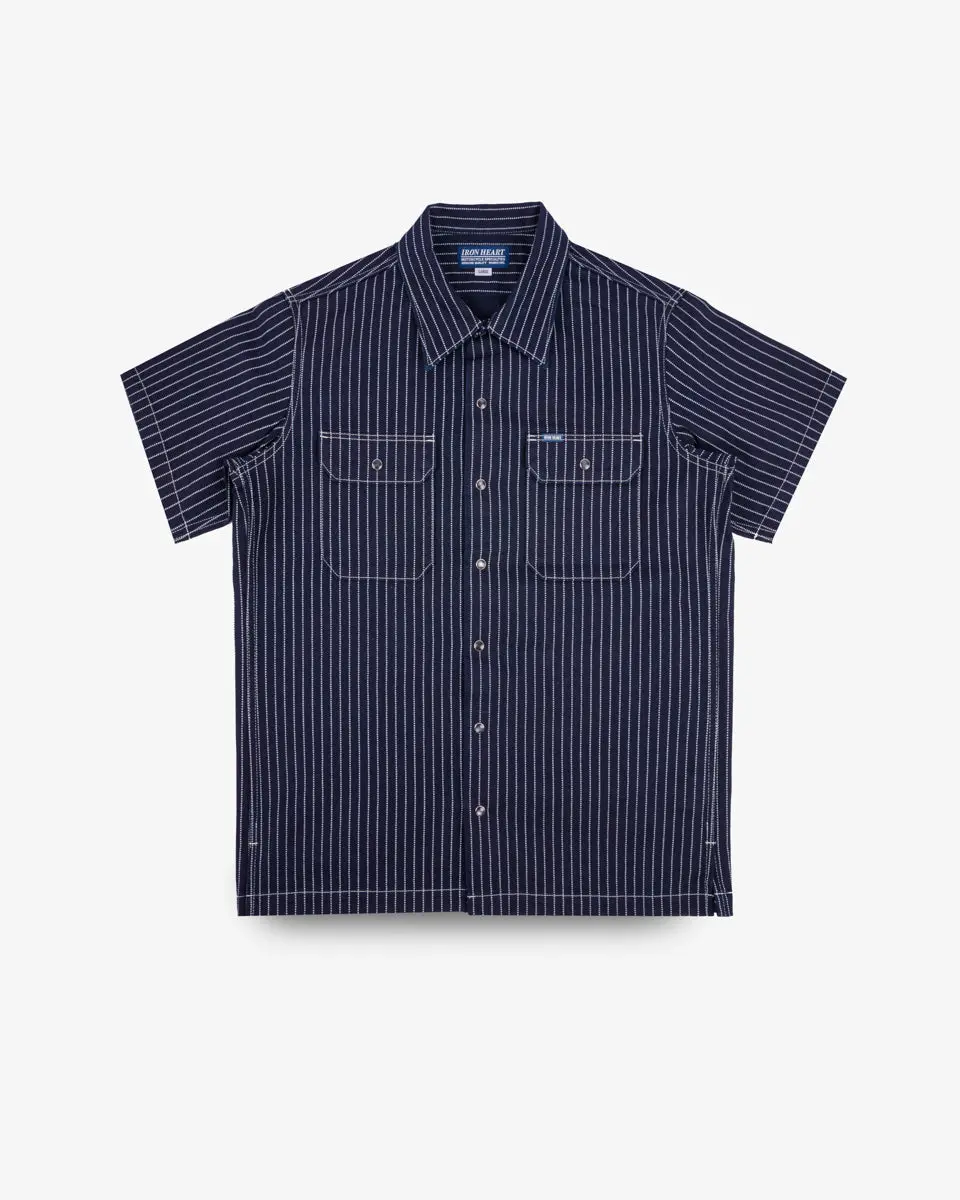 10Oz Wabash Short Sleeved Mechanic Shirt - Indigo 1