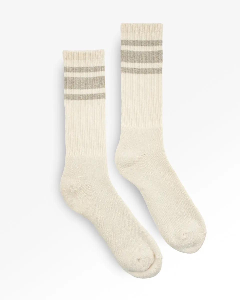 Decka Showatabé Organic '80S Skater Socks - Ecru X Grey 1