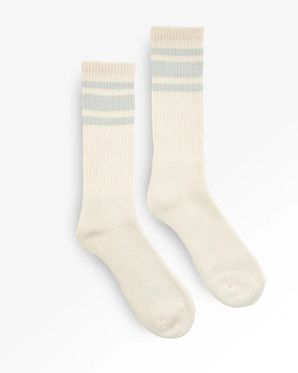 Decka Showatabé Organic '80S Skater Socks - Ecru X Blue 1