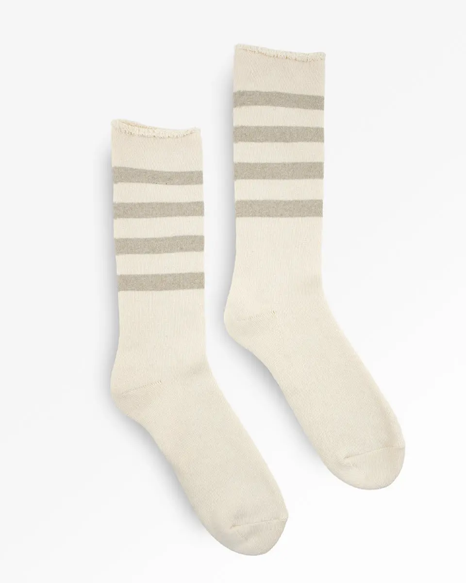 Decka Showatabé Organic Striped Pile Socks - Ecru X Grey 1