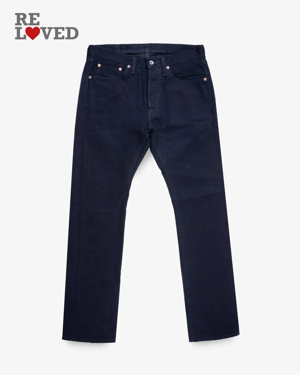 14Oz Selvedge Denim Slim Cut  Jeans - Indigo/Black (Ih-555S-142Ib) Tag 33, Hemmed To 30.5" 1