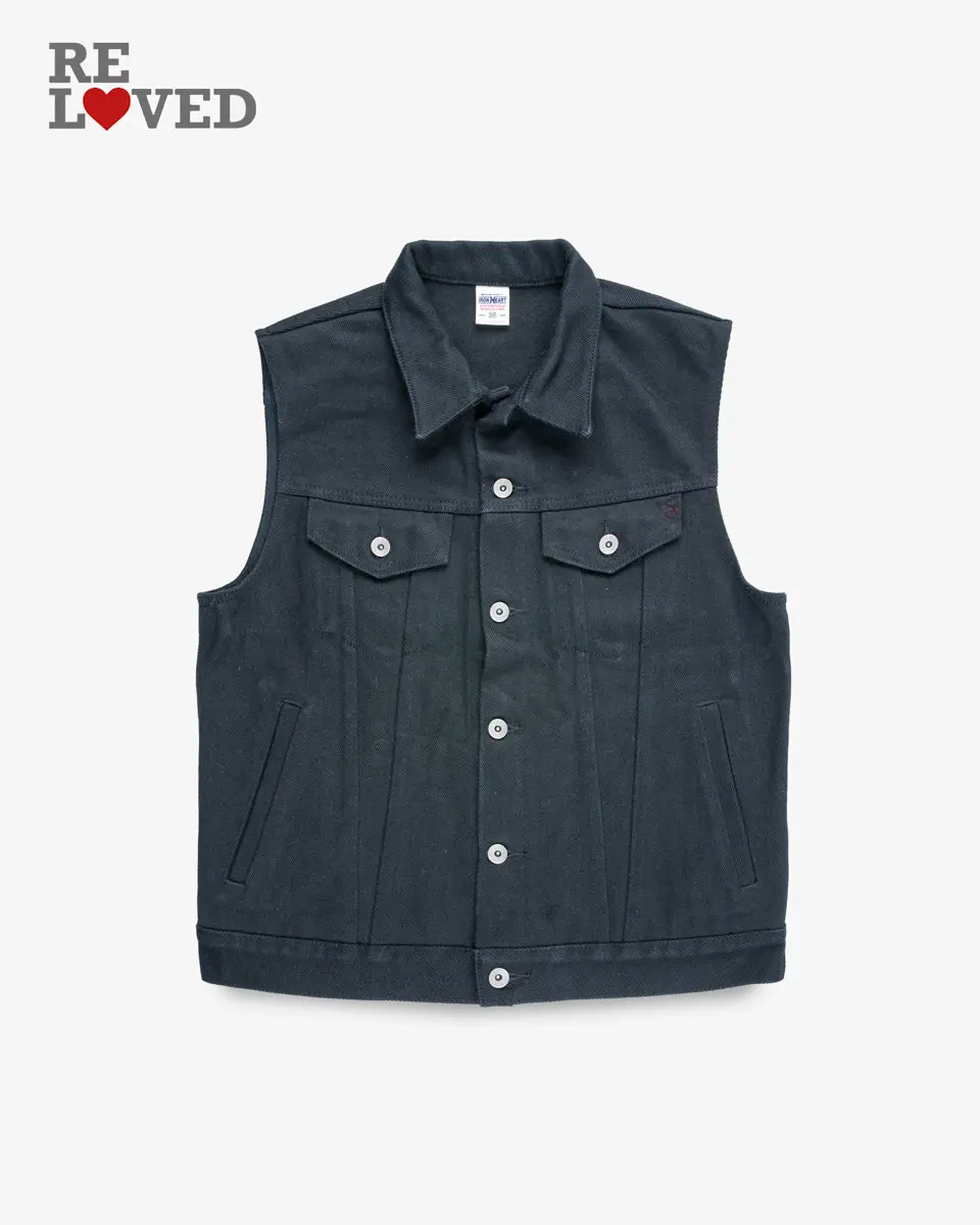21Oz Selvedge Denim Modified Type Iii Vest - Indigo Overdyed Black (Ih-526Svod) Size Medium 1