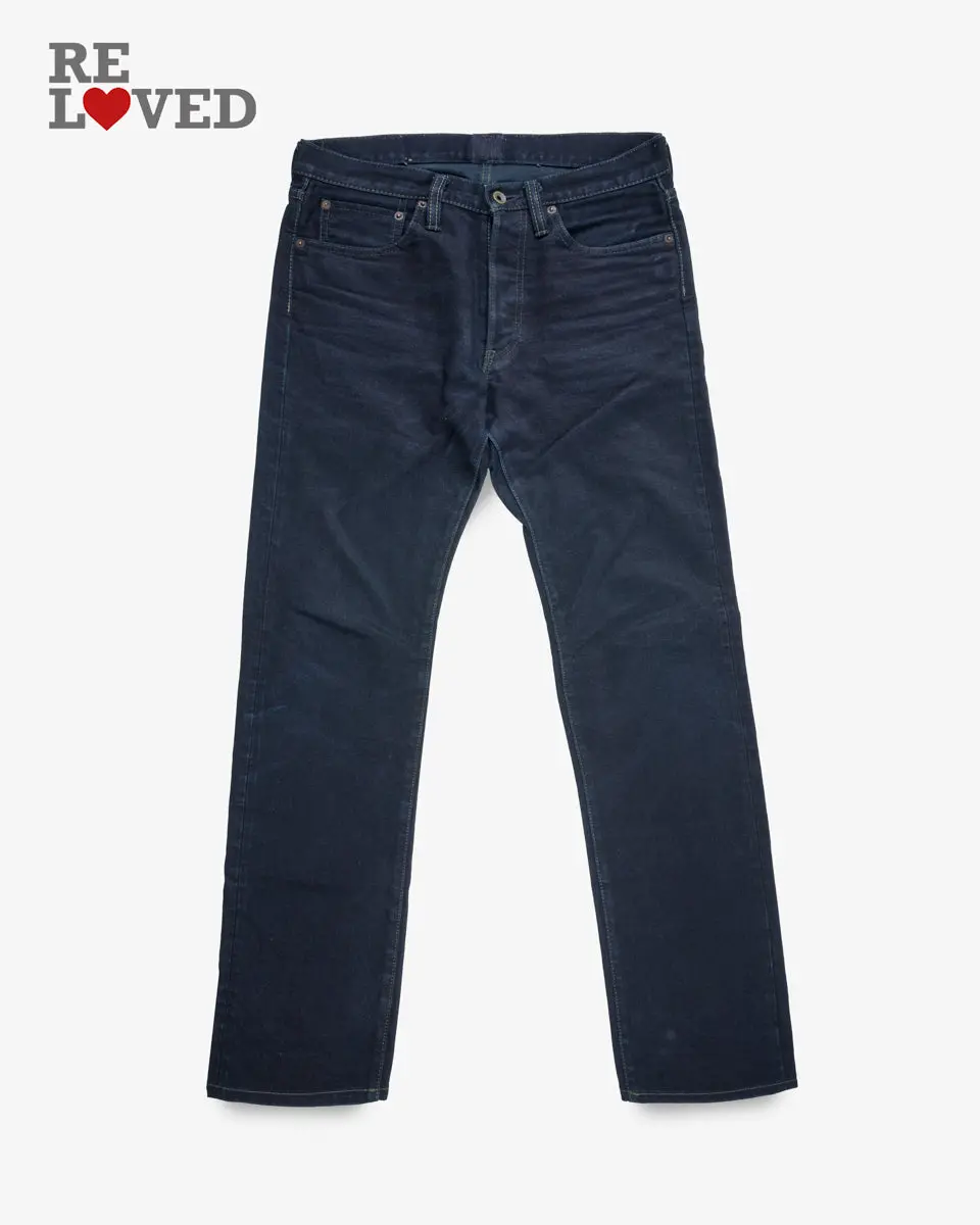 14Oz Selvedge Denim Straight Cut Jeans - Indigo Overdyed Black (Ih-634S-142Od) Tag 31, Hemmed To 33.0" 1