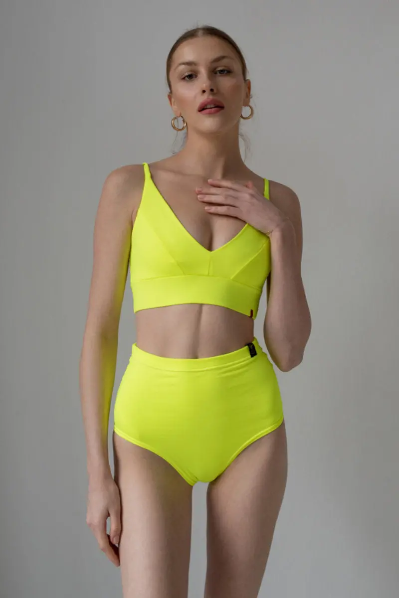 Pole Addict Scrunch Butt Basic High Waist Shorts - Neon Yellow 1