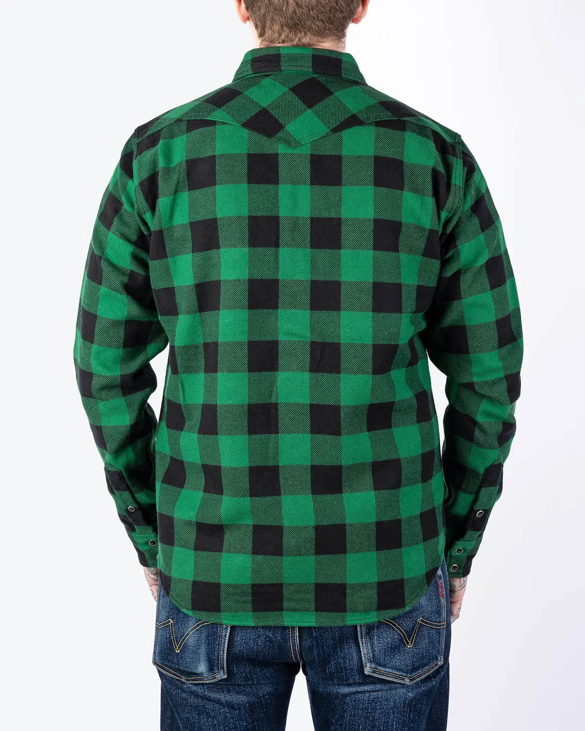 Ultra Heavy Flannel Buffalo Check Western Shirt - Green/Black 3