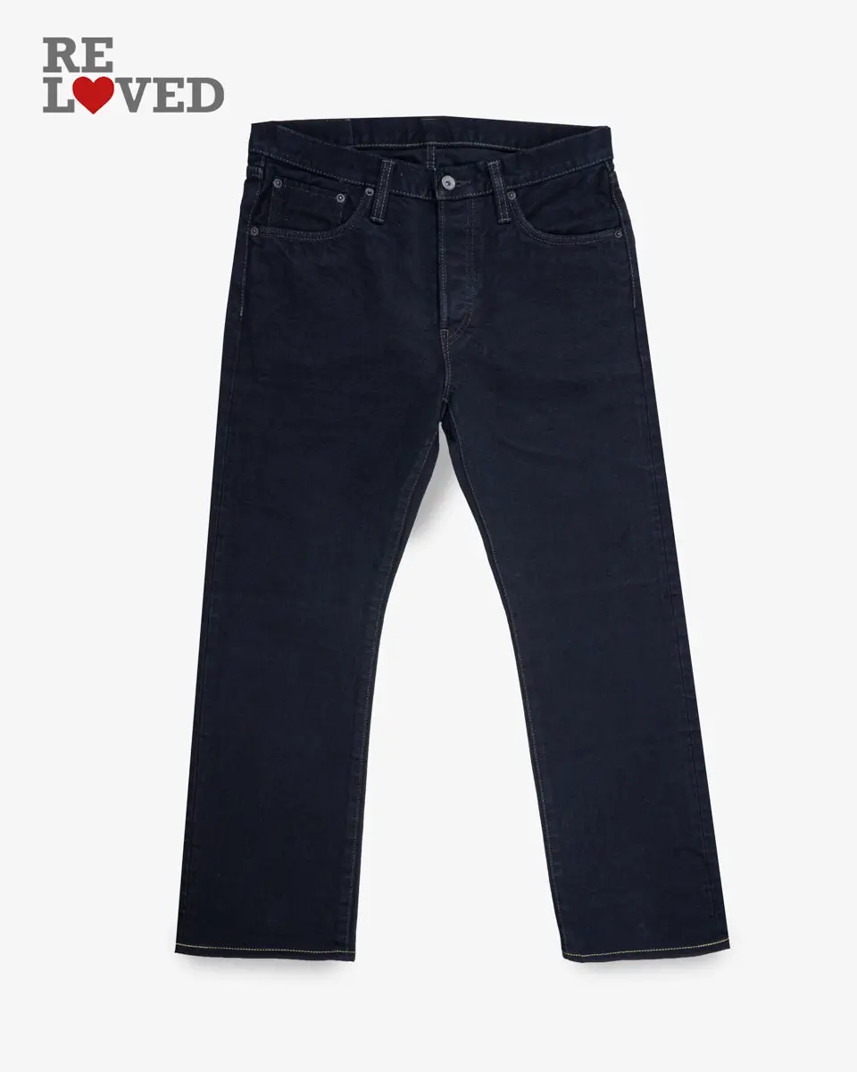 14Oz Selvedge Denim Slim Straight Cut Jeans - Indigo Overdyed Black (Ih-666S-142Od) Tag 33, Hemmed To 27.0" 1