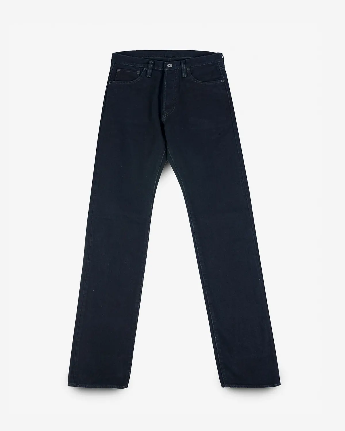 14Oz Broken Twill Selvedge Denim Straight Cut Jeans - Indigo Overdyed Black 1