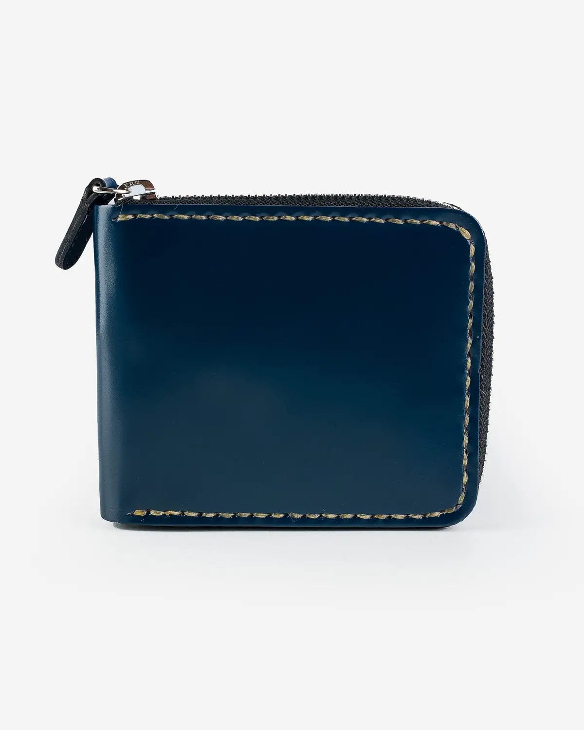 Zip-Secured Shell Cordovan Wallet - Navy Blue 1