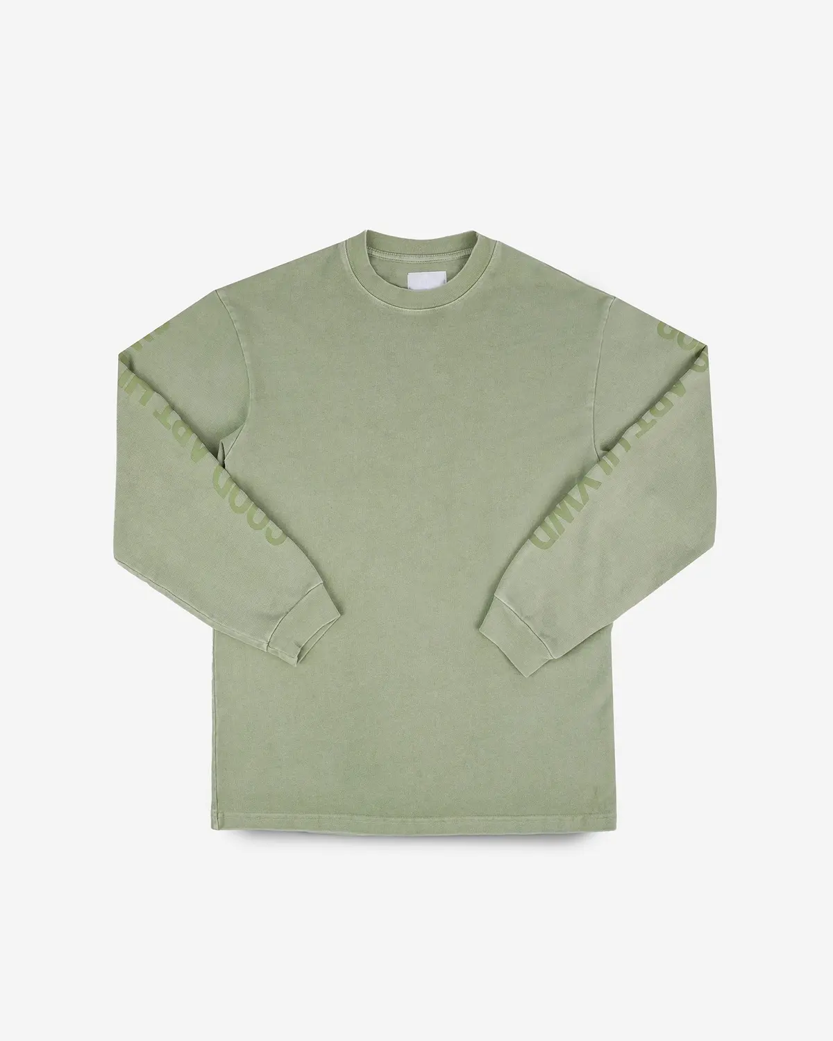 Good Art Hlywd Heavyweight Long Sleeve Crew Neck T-Shirt - Sage Green 1