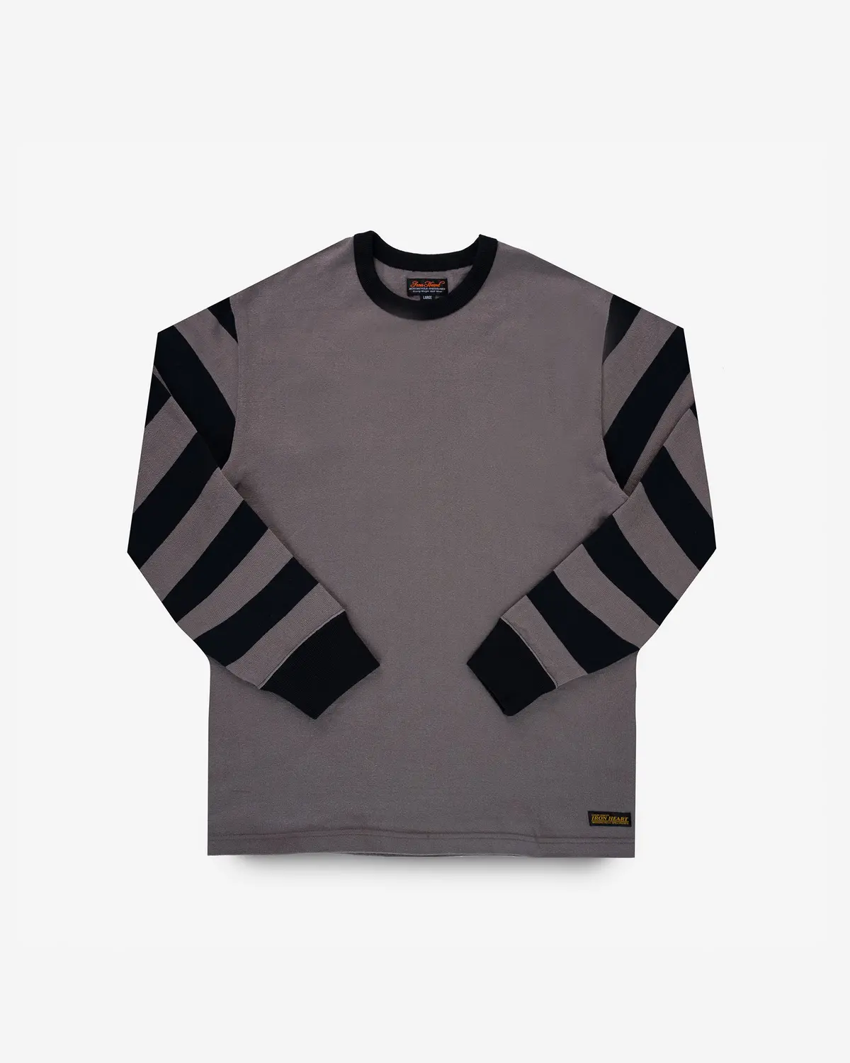 11Oz Cotton Knit Long-Sleeved Sweater - Grey Body With Stripes 1