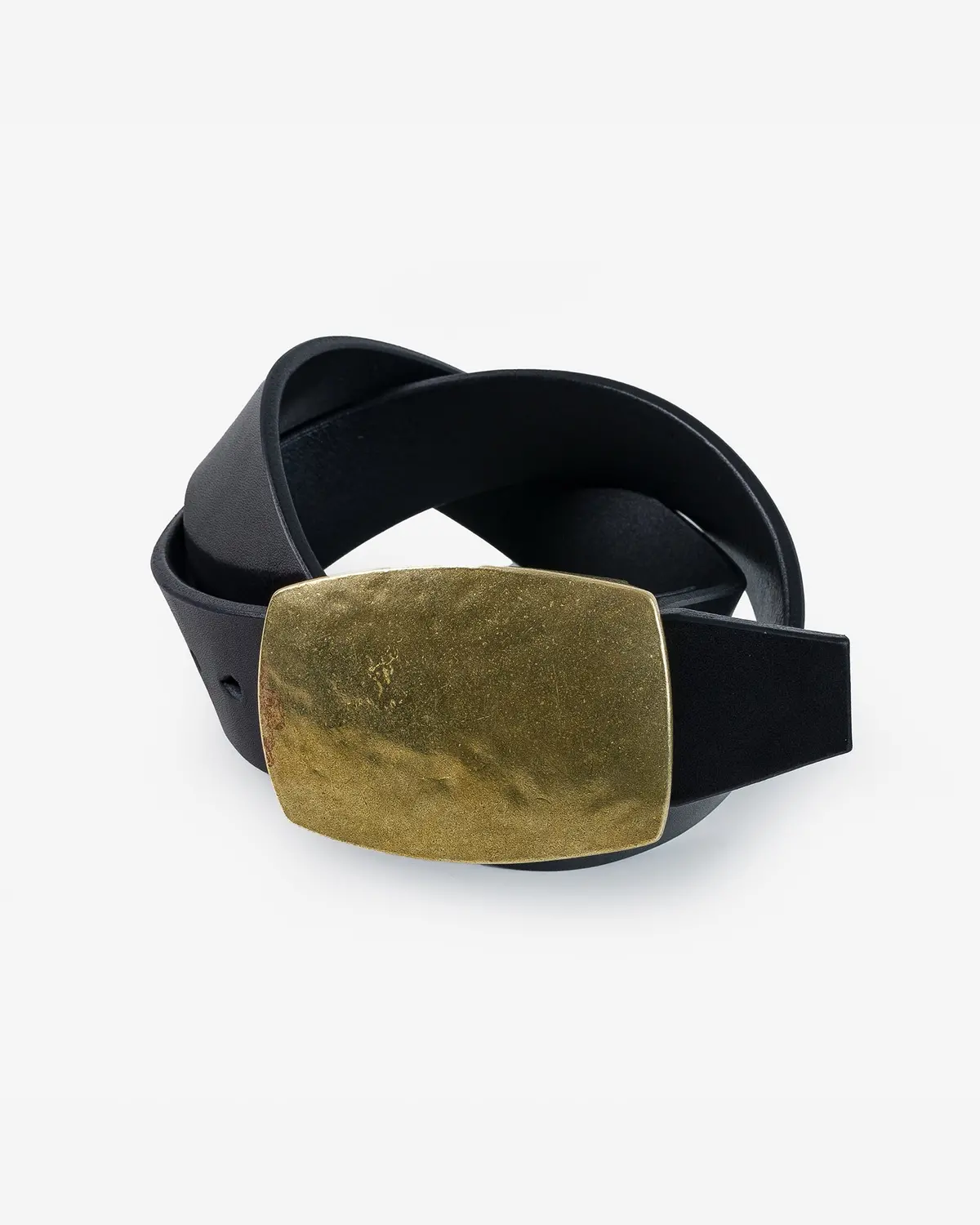 Heavy Plate Brass Buckle Tochigi Leather Belt - Black 1