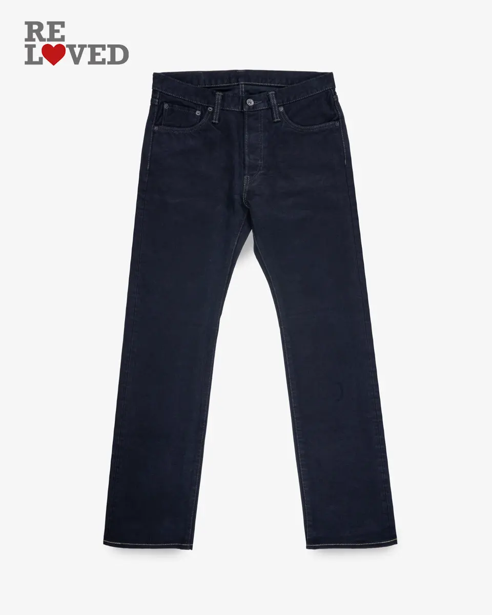 14Oz Selvedge Denim Slim Straight Cut Jeans - Indigo Overdyed Black (Ih-666S-142Od) Tag 32, Hemmed To 32.0" 1