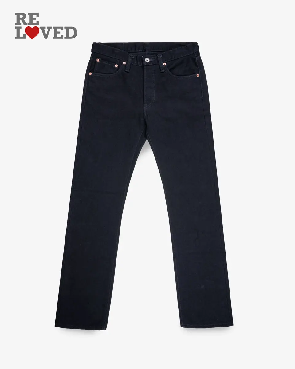 14Oz Selvedge Denim Slim Straight Cut Jeans - Black/Black (Ih-666S-142Bb) Tag 31, Hemmed To 32.0" 1