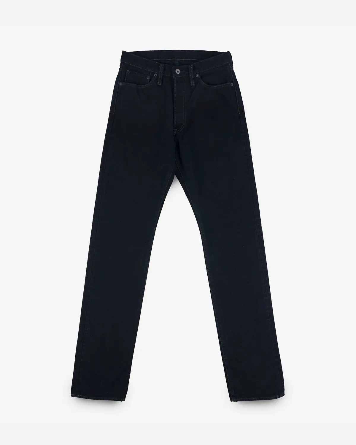 14Oz Broken Twill Selvedge Denim Relaxed Tapered Cut Jeans - Indigo Overdyed Black 1