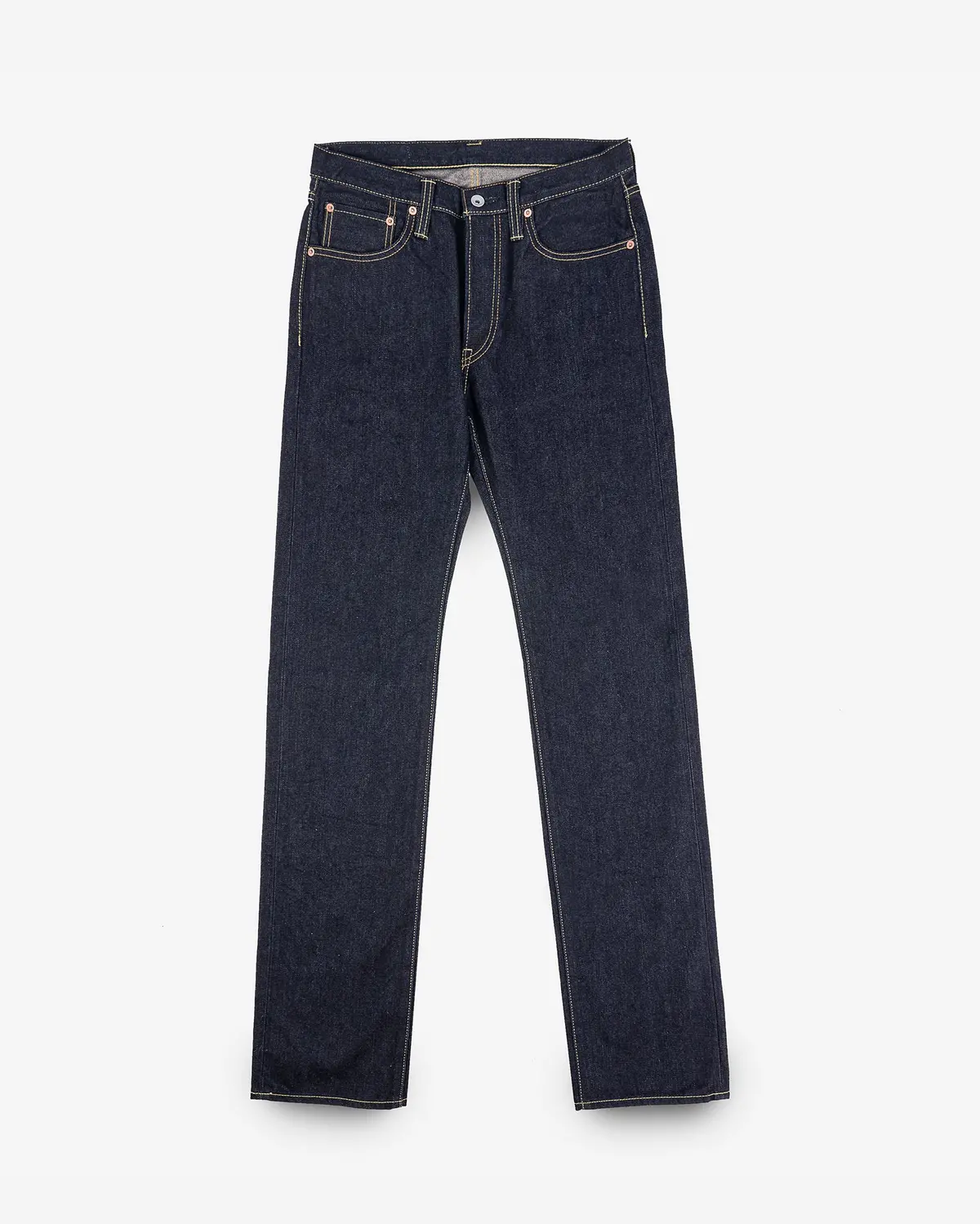 14Oz Broken Twill Selvedge Denim Slim Straight Cut Jeans - Indigo 1