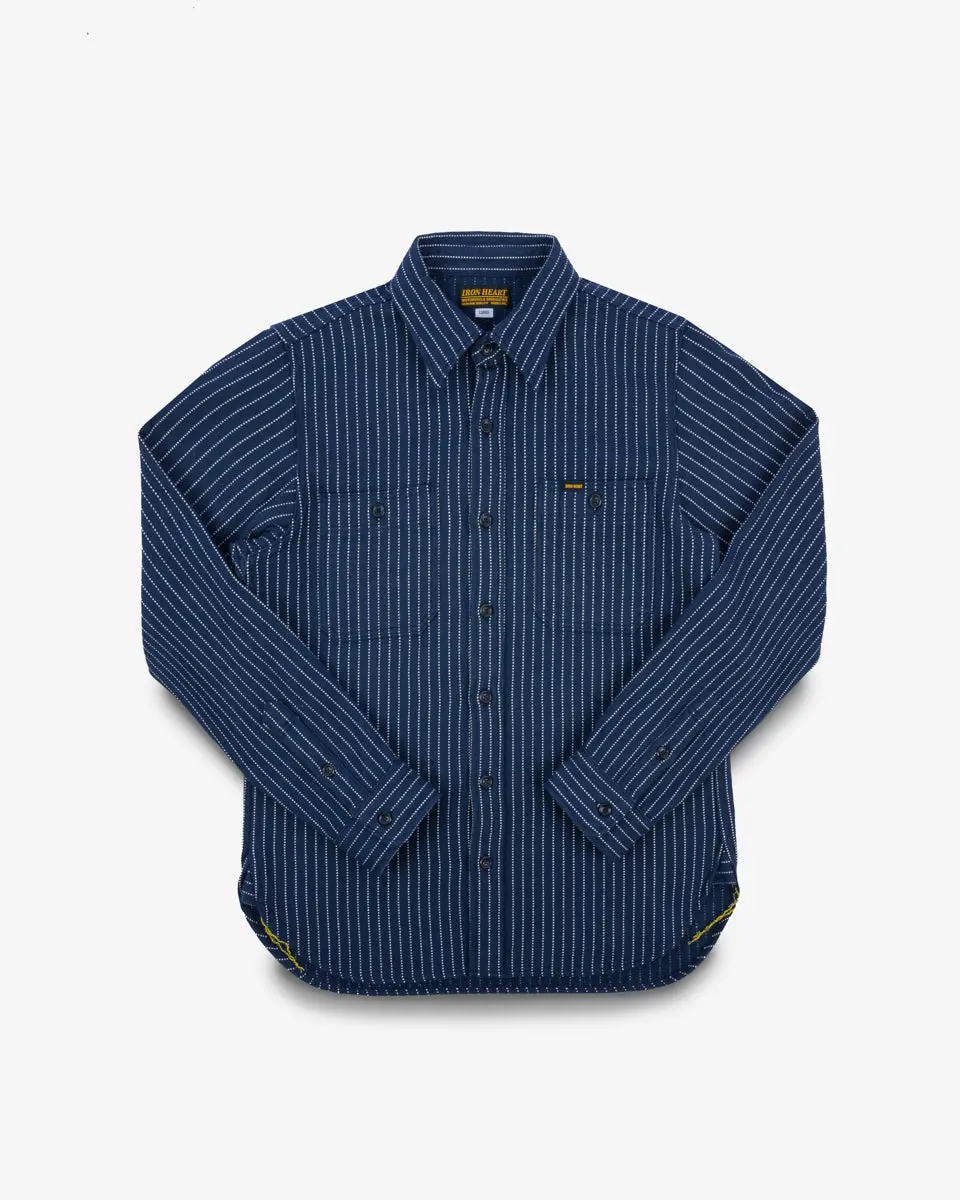 12Oz Ultra Heavy Flannel Chalk Stripe Work Shirt - Navy 1