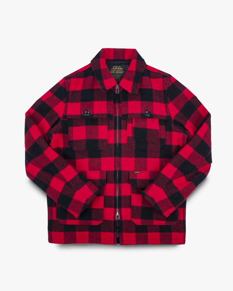 Wool Buffalo Check Hunting Jacket - Red 1