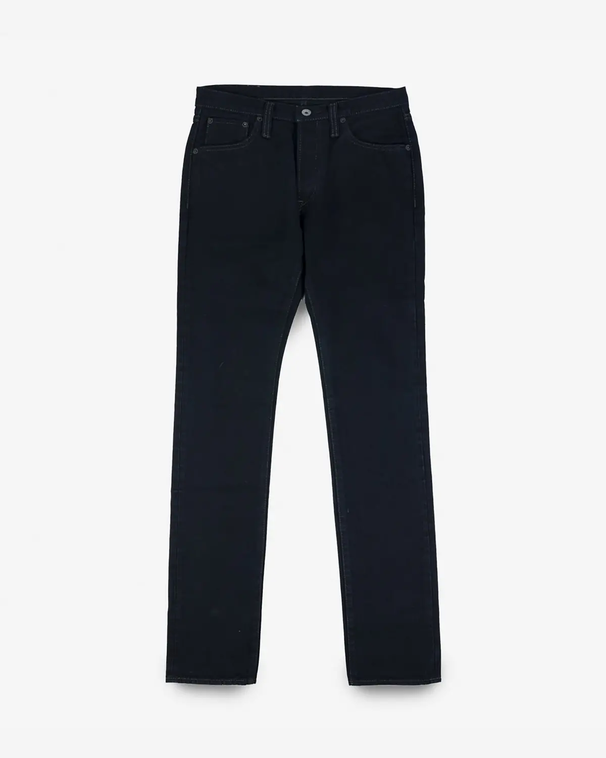14Oz Broken Twill Selvedge Denim Slim Tapered Cut Jeans - Indigo Overdyed Black 1