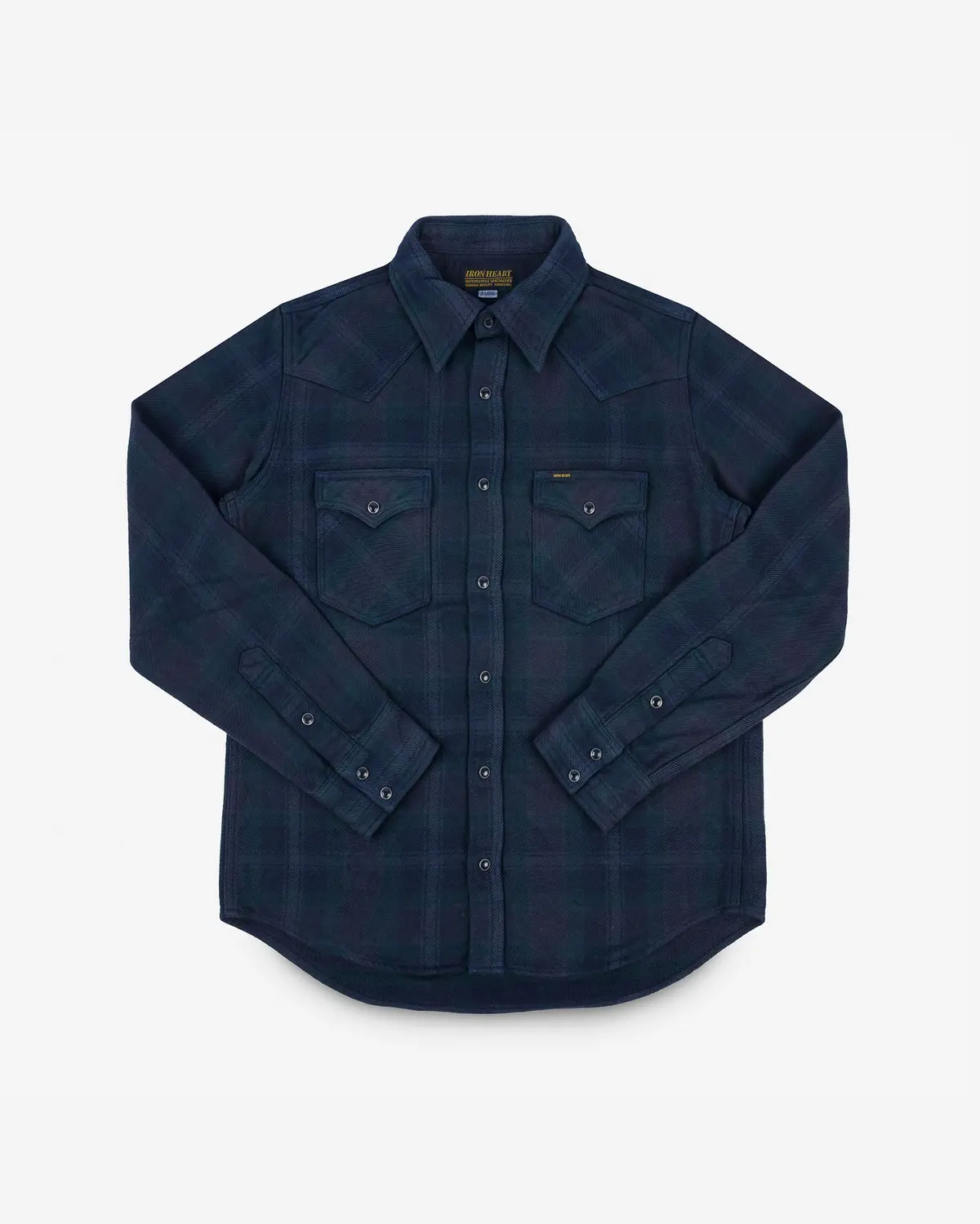 Ultra Heavy Flannel Crazy Check Western Shirt - Navy Overdyed Black 1