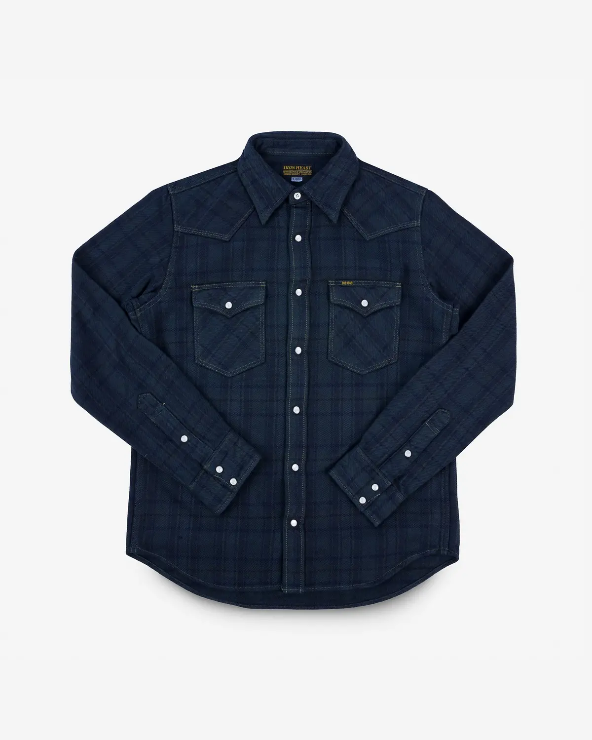 Ultra Heavy Flannel Tartan Check Western Shirt - Green Overdyed Black 1