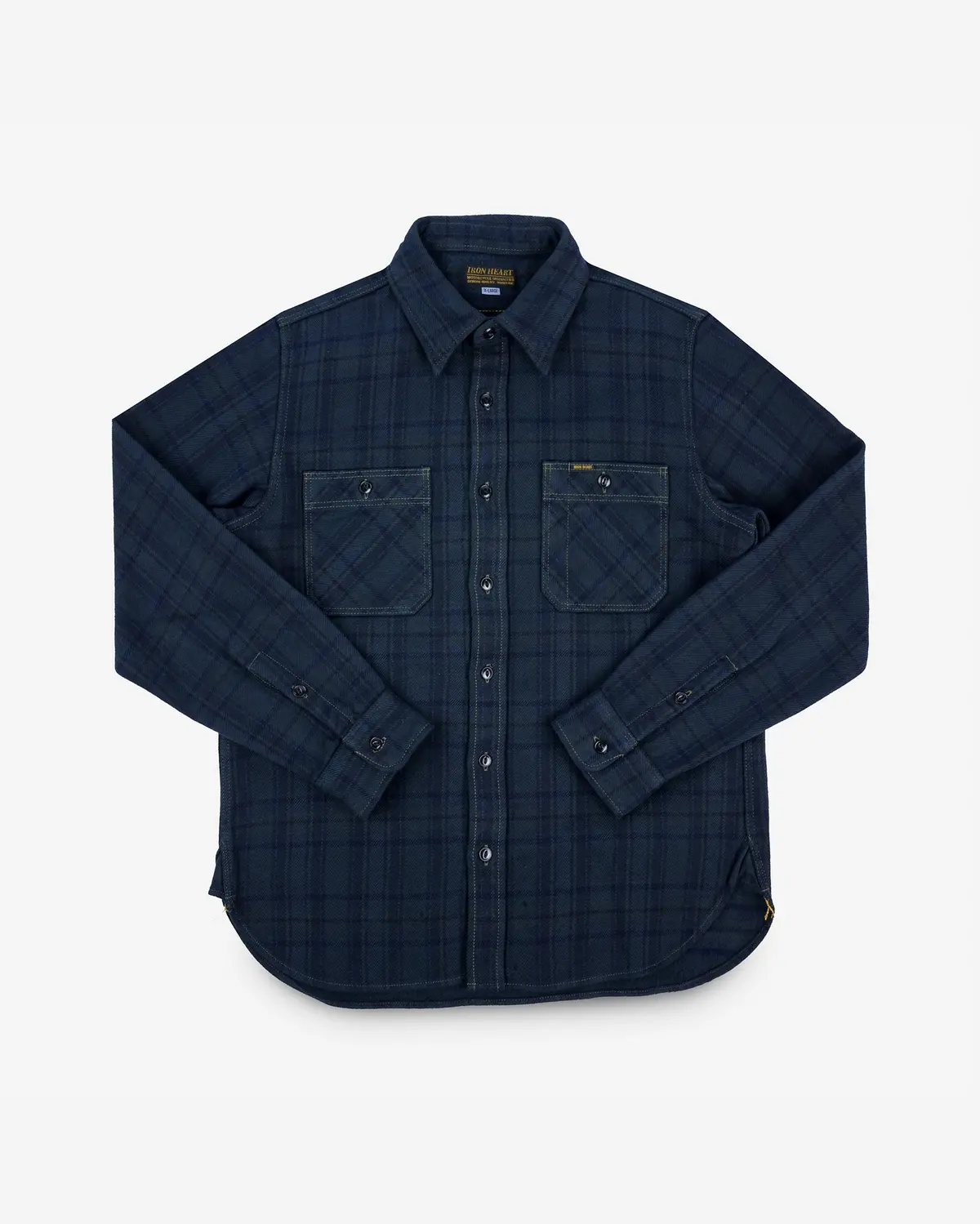 Ultra Heavy Flannel Tartan Check Work Shirt - Green Overdyed Black 1
