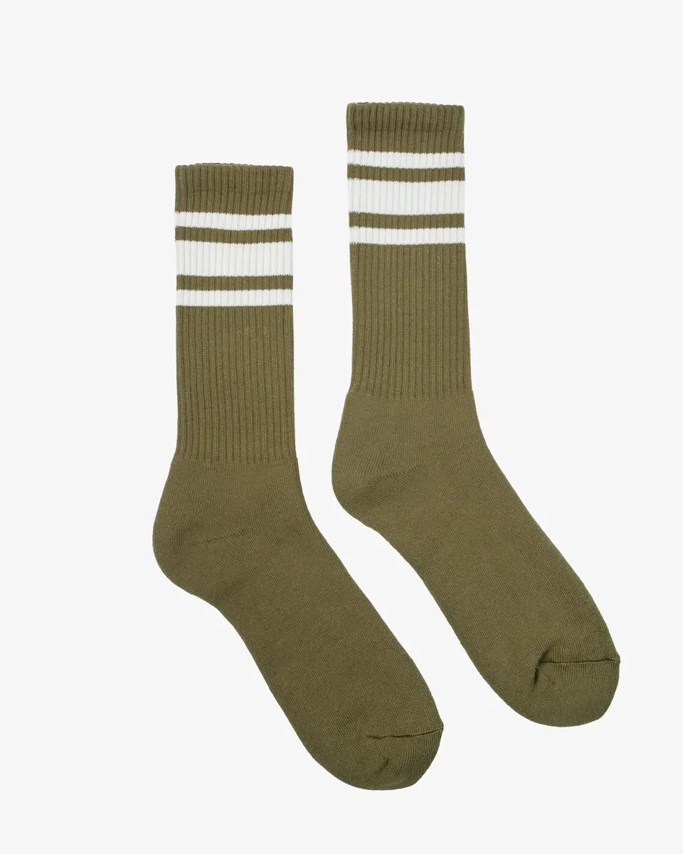 Decka Showatabé '80S Skater Socks - Olive X Ecru 1