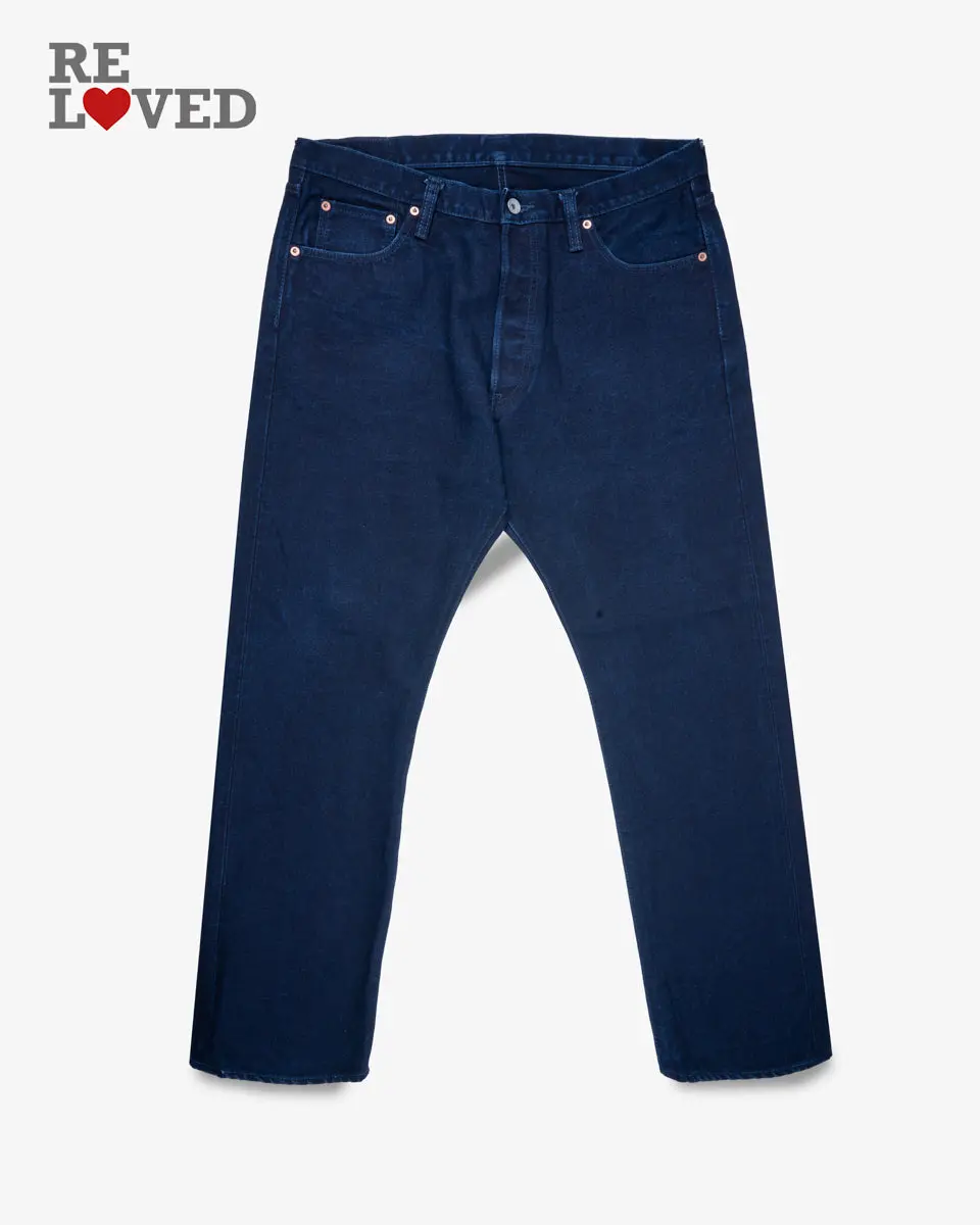 14Oz Selvedge Denim Mid/High Rise Tapered Cut Jeans - Indigo/Indigo (Ih-888S-14Ii) Tag 38, Hemmed To 30.0" 1
