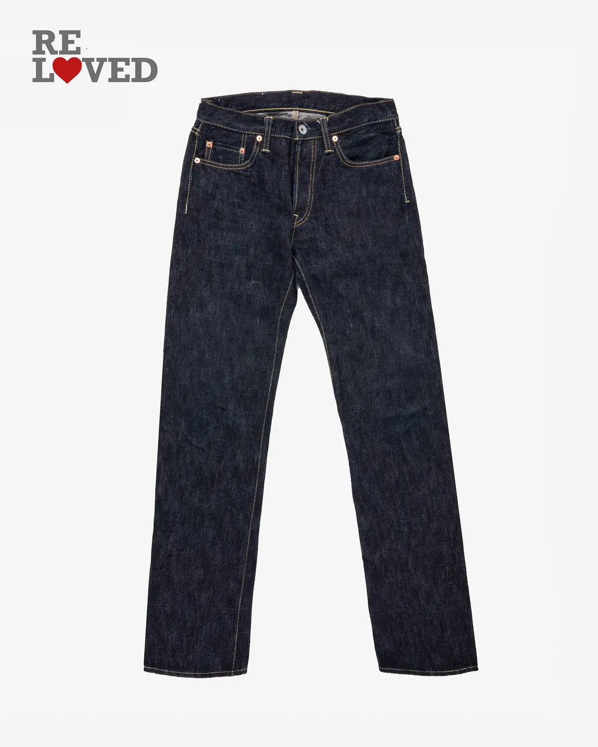 16Oz Slubby Selvedge Denim Straight Cut Jeans - Indigo (Ih-634S-Slb) Tag 28, Hemmed To 32.3" 1