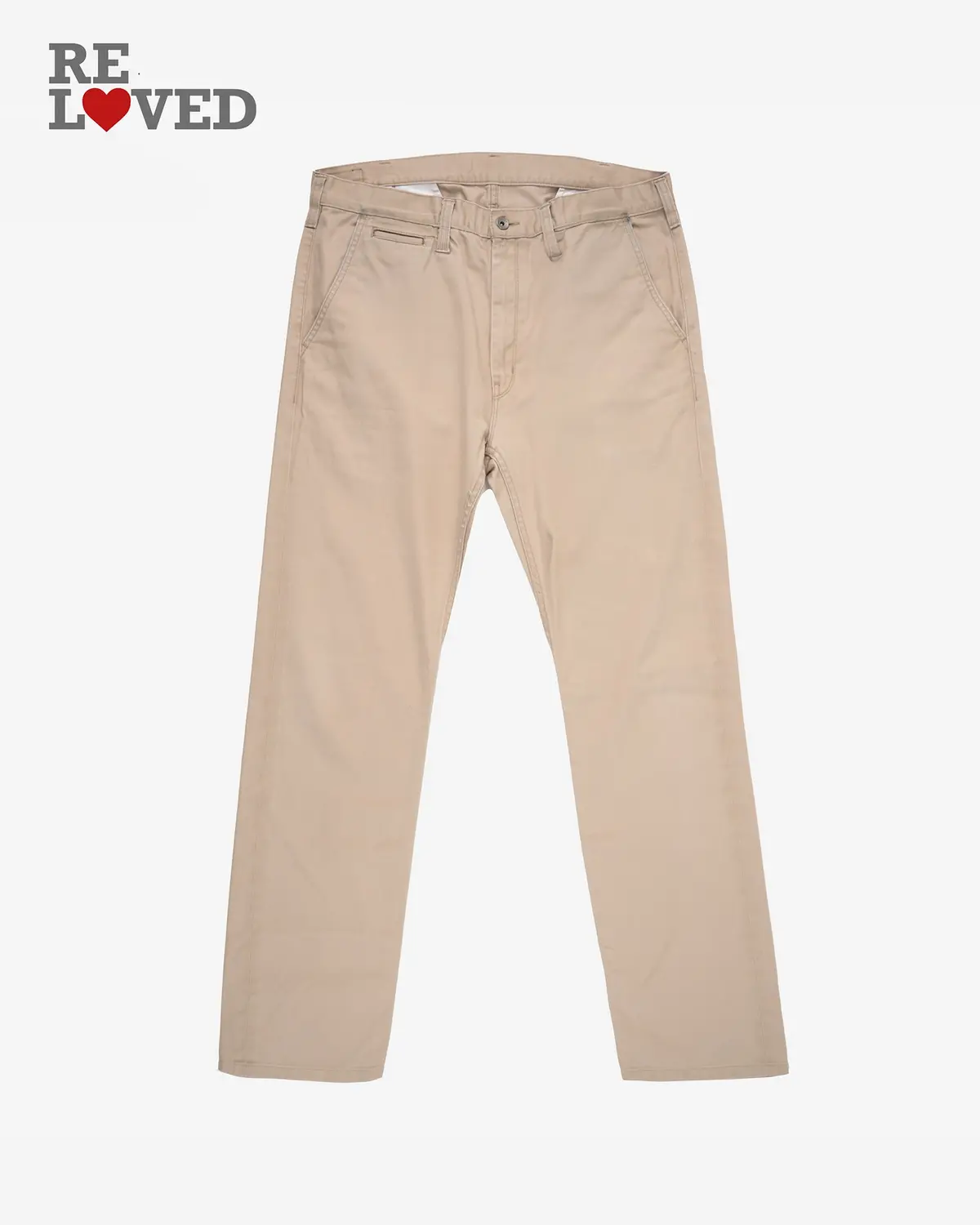 9Oz Mercerised Selvedge Cotton Slim Tapered Chinos - Khaki (Ih-721-Kha) Tag 40, Hemmed To 29.0'' 1
