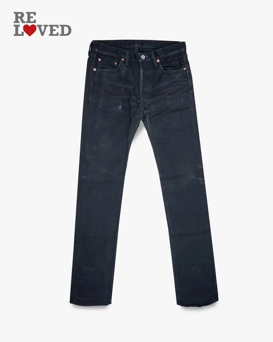 21Oz Selvedge Denim Slim Tapered Jeans - Superblack (Fades To Grey) (Bs69xsop420) Tag 32, Cut To 34.7'' 1
