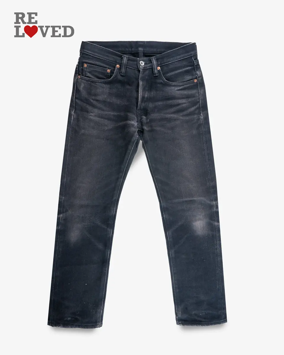 21Oz Selvedge Denim Slim Tapered Cut Jeans - Superblack Non-Fade (Ih-777S-Sb) Tag 30, Hemmed To 27.5"" 1